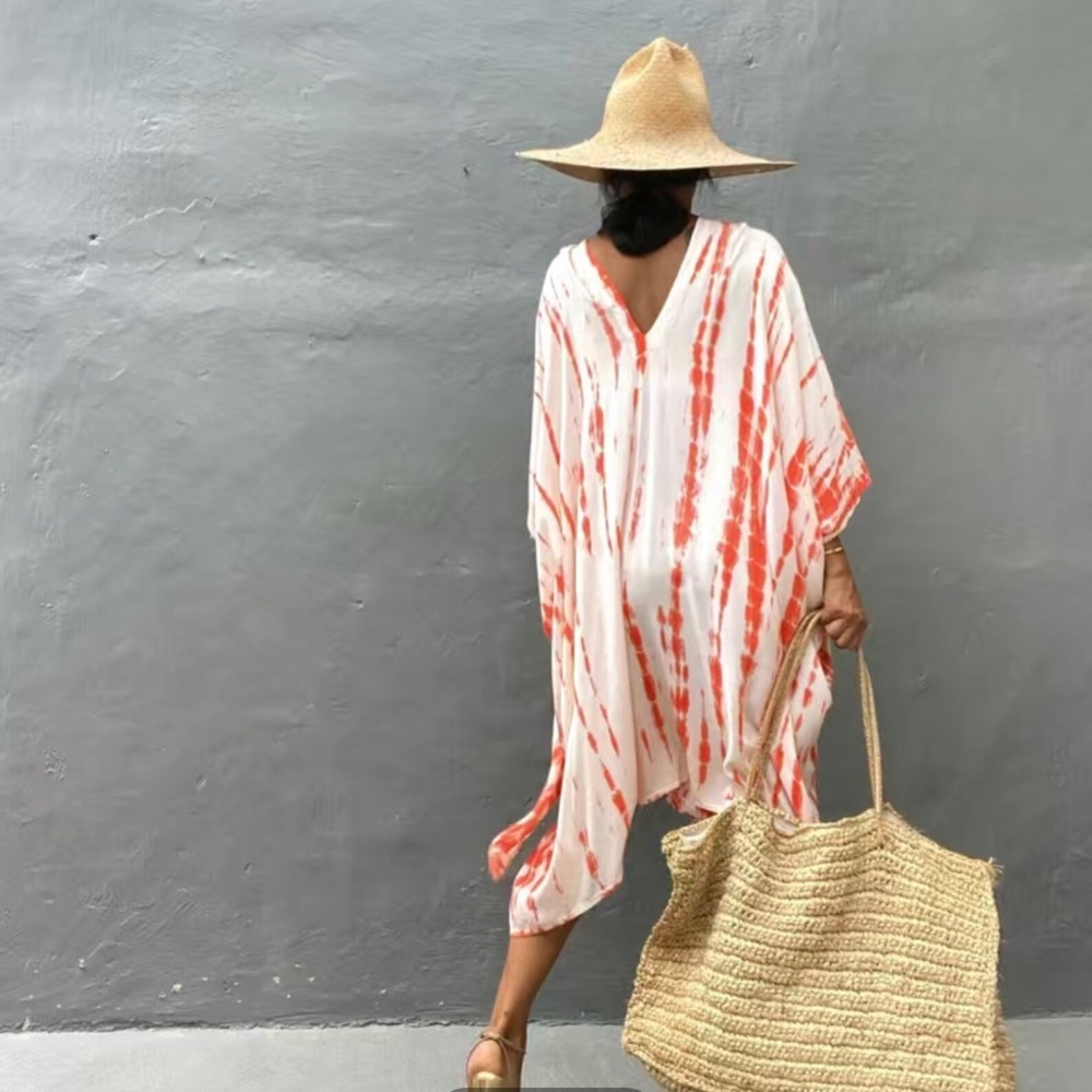 Hand tie dye dress, goddess dress, Mini kaftan, Oversized Caftan, Resort wear, C - Picture 2 of 3